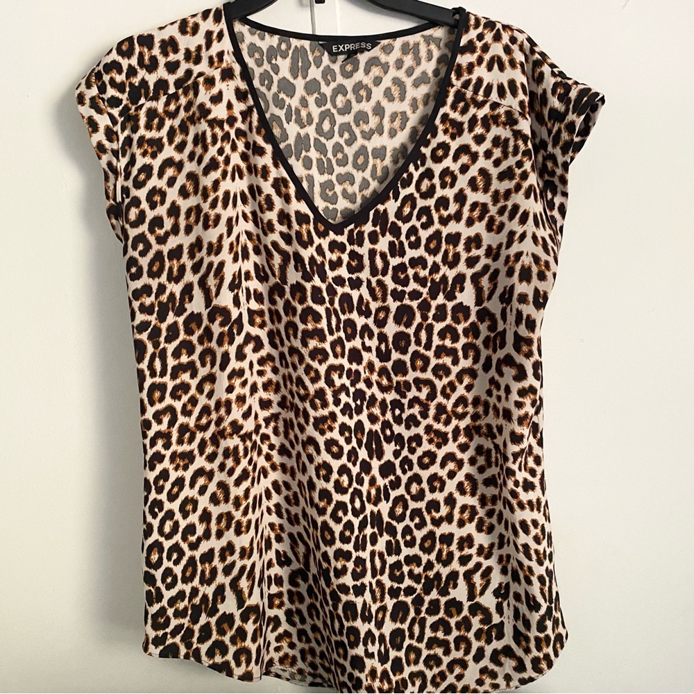 Express Animal Print Short Sleeve Blouse